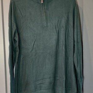 Mens Green Quarter Zip Long Sleeve Pullover Sweater Tailorbyrd Small